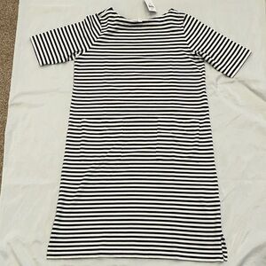 NWT J Jill Black and White Striped Tee Dress—Medium Tall
